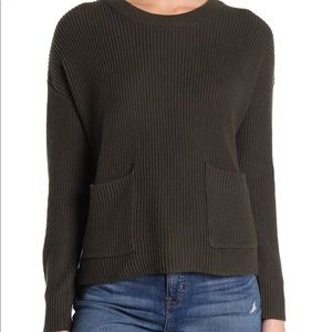 MADEWELL Patch Pocket Pullover Sweater in Olive Green